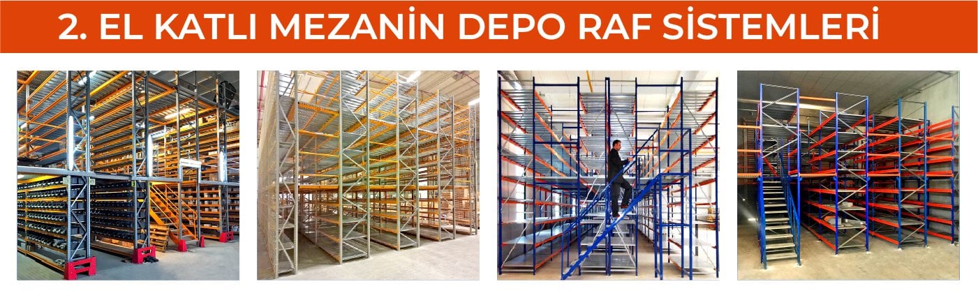 2. el katlı mezanin depo raf sistemleri Zemraf