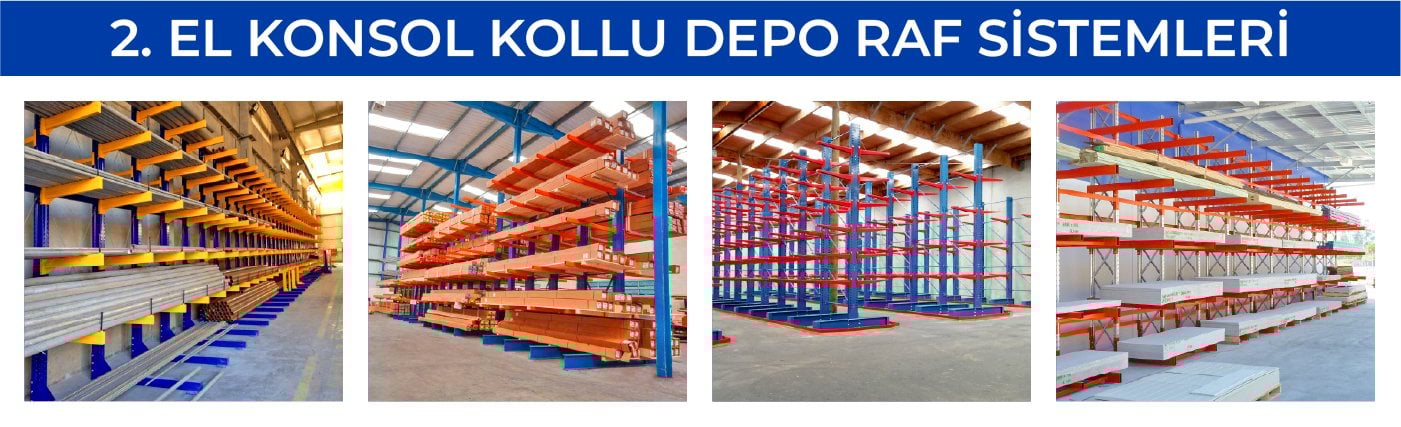 2. el konsol kollu depo raf sistemleri Zemraf