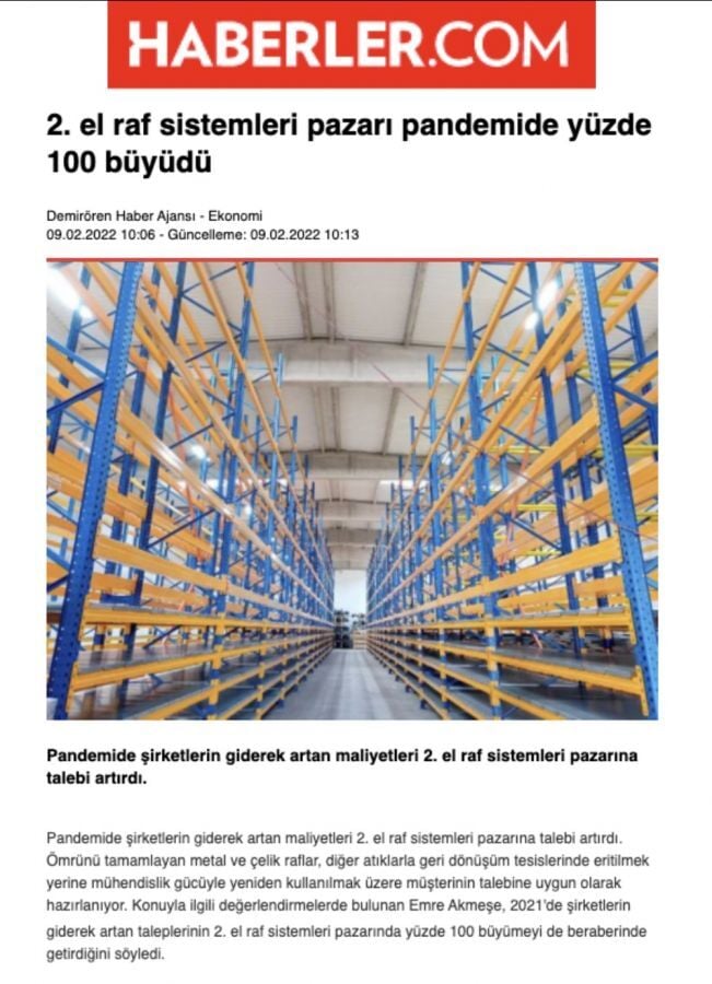 2. El Raf Sistemleri Pandemide Yüzde 100 Büyüdü
