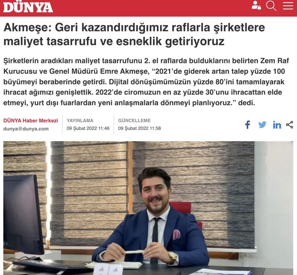 Akmeşe: Geri kazandırdığımız raflarla şirketlere maliyet tasarrufu ve esneklik getiriyoruz