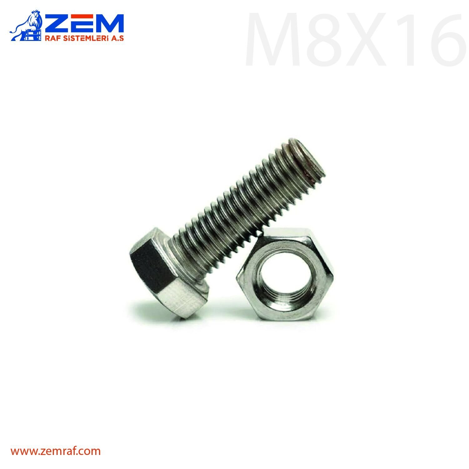 M8X16 Civata Somun Takımı Çelik Raf