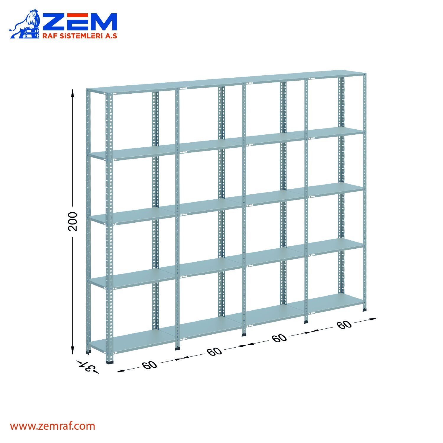 Çelik Arşiv Ünitesi 5 Katlı H: 200 cm 4'lü Set