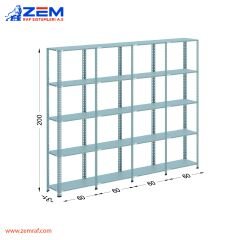 Çelik Raf 5 Katlı H: 200 cm 4'lü Set