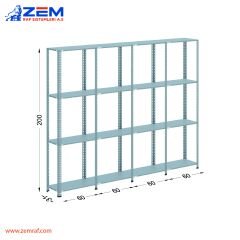 Çelik Raf 4 Katlı H: 200 cm 4'lü Set
