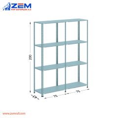 Çelik Raf 4 Katlı H: 200 cm 2'li Set 43X75