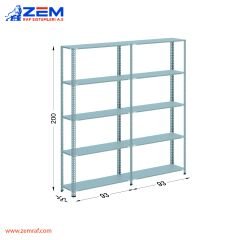 Çelik Raf 5 Katlı H: 200 cm 2'li Set 31X93