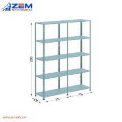 Çelik Raf 5 Katlı H: 200 cm 2'li Set 43X75