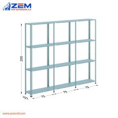 Çelik Raf 4 Katlı H: 200 cm 3'lü Set 31X75