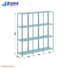 Çelik Raf 4 Katlı H: 200 cm 3'lü Set 43X60