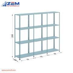 Çelik Raf 4 Katlı H: 200 cm 3'lü Set 43X75