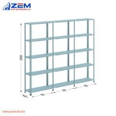 Çelik Raf 5 Katlı H: 200 cm 3'lü Set 31X75