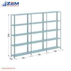 Çelik Raf 5 Katlı H: 200 cm 3'lü Set 31X93