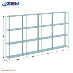 Çelik Raf 4 Katlı H: 200 cm 4'lü Set 31X93