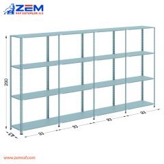 Çelik Raf 4 Katlı H: 200 cm 4'lü Set 43X93
