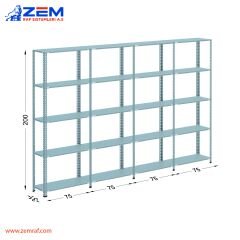 Çelik Raf 5 Katlı H: 200 cm 4'lü Set 31X75