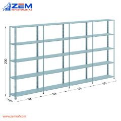 Çelik Raf 5 Katlı H: 200 cm 4'lü Set 31X93