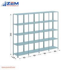 Çelik Raf 5 Katlı H: 200 cm 4'lü Set 43X60