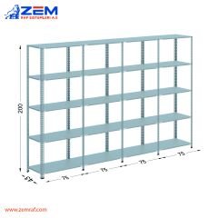 Çelik Raf 5 Katlı H: 200 cm 4'lü Set 43X75