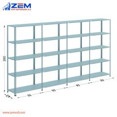 Çelik Raf 5 Katlı H: 200 cm 4'lü Set 43X93