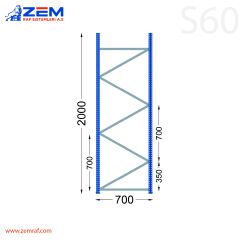 S60 Ayak Takımı H:2000 mm Derinlik 700 mm