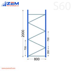 S60 Ayak Takımı H:2000 mm Derinlik 800 mm