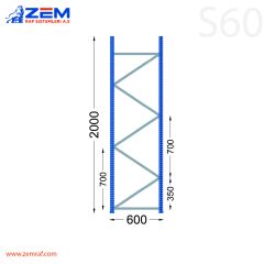S60 Ayak Takımı H:2000 mm Derinlik 600 mm