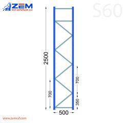 S60 Ayak Takımı H: 2500 mm Derinlik 500 mm