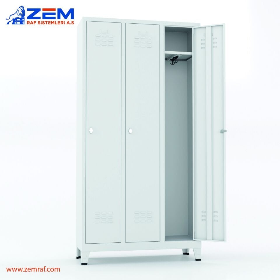 Soyunma Dolabı Üçlü 1850X970X350 mm