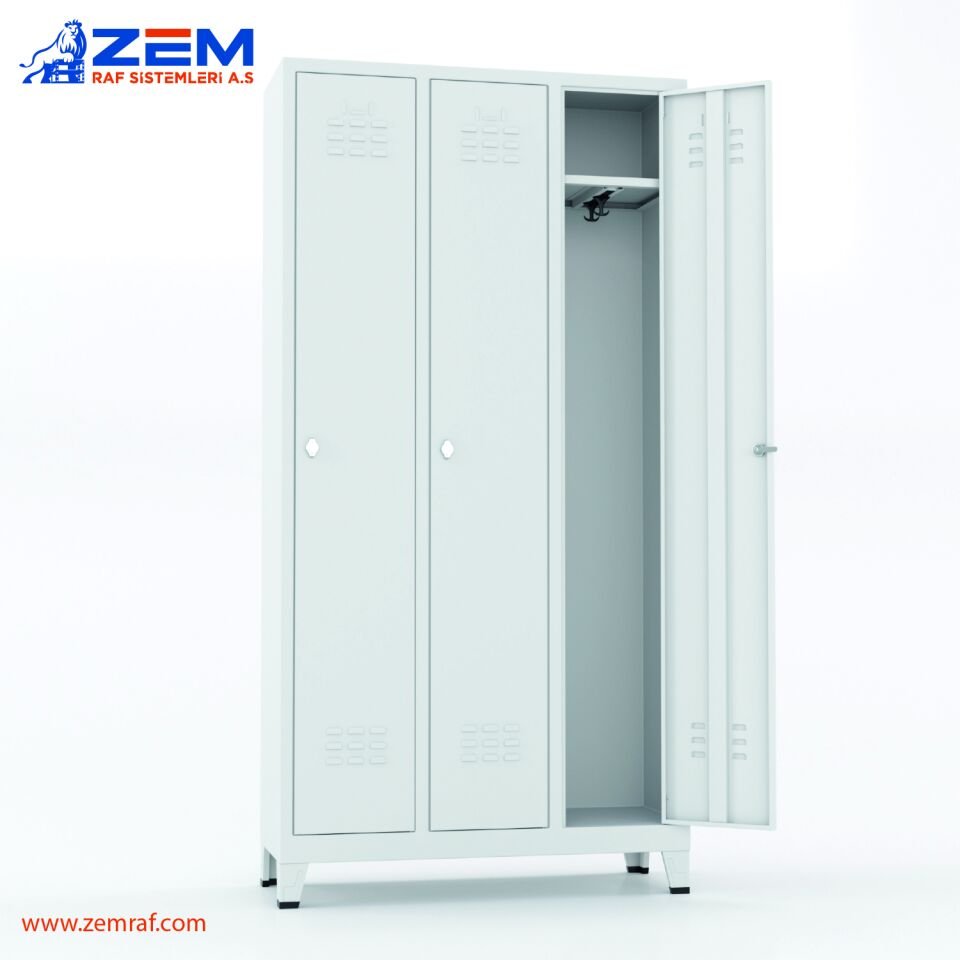 Soyunma Dolabı Üçlü 1850X970X350 mm