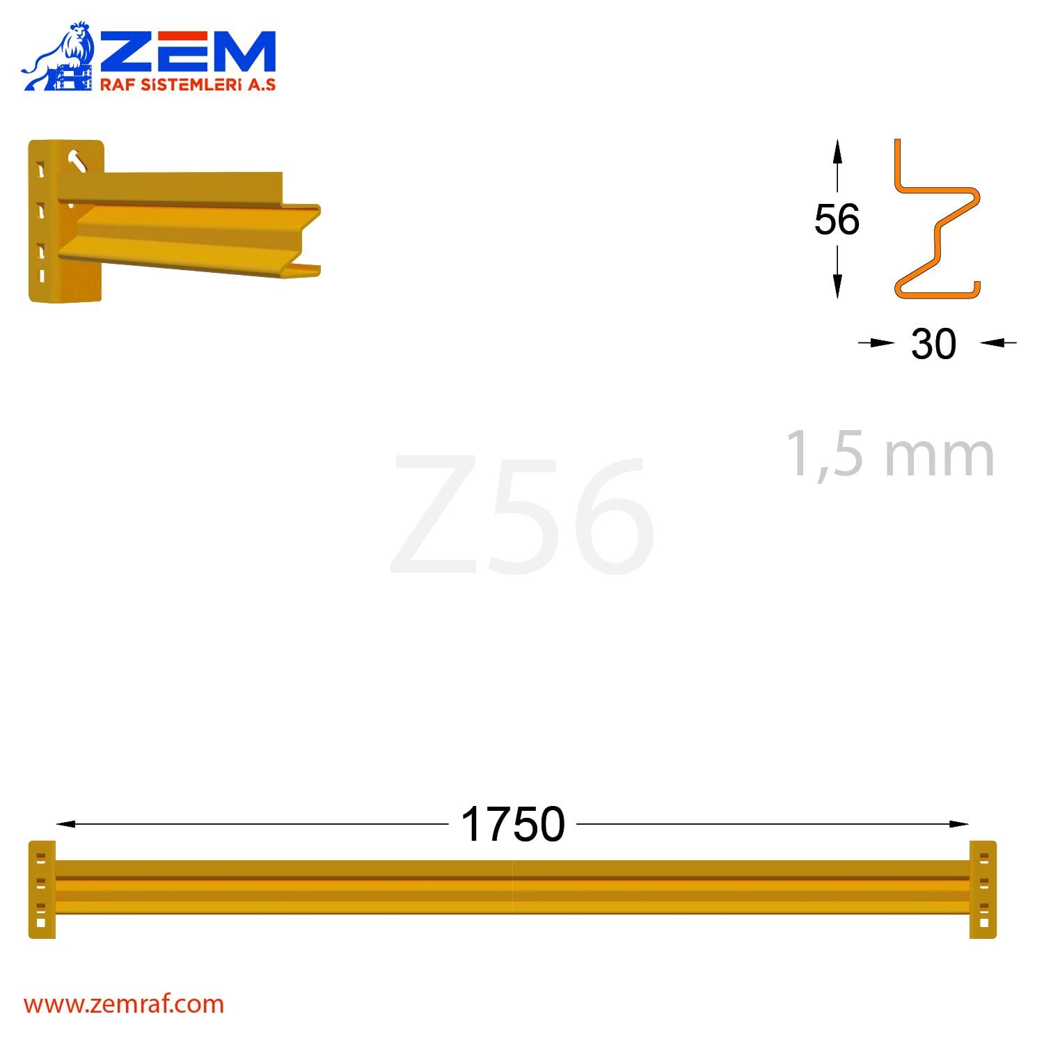 Z56 Travers 1750 mm - 1,5 mm