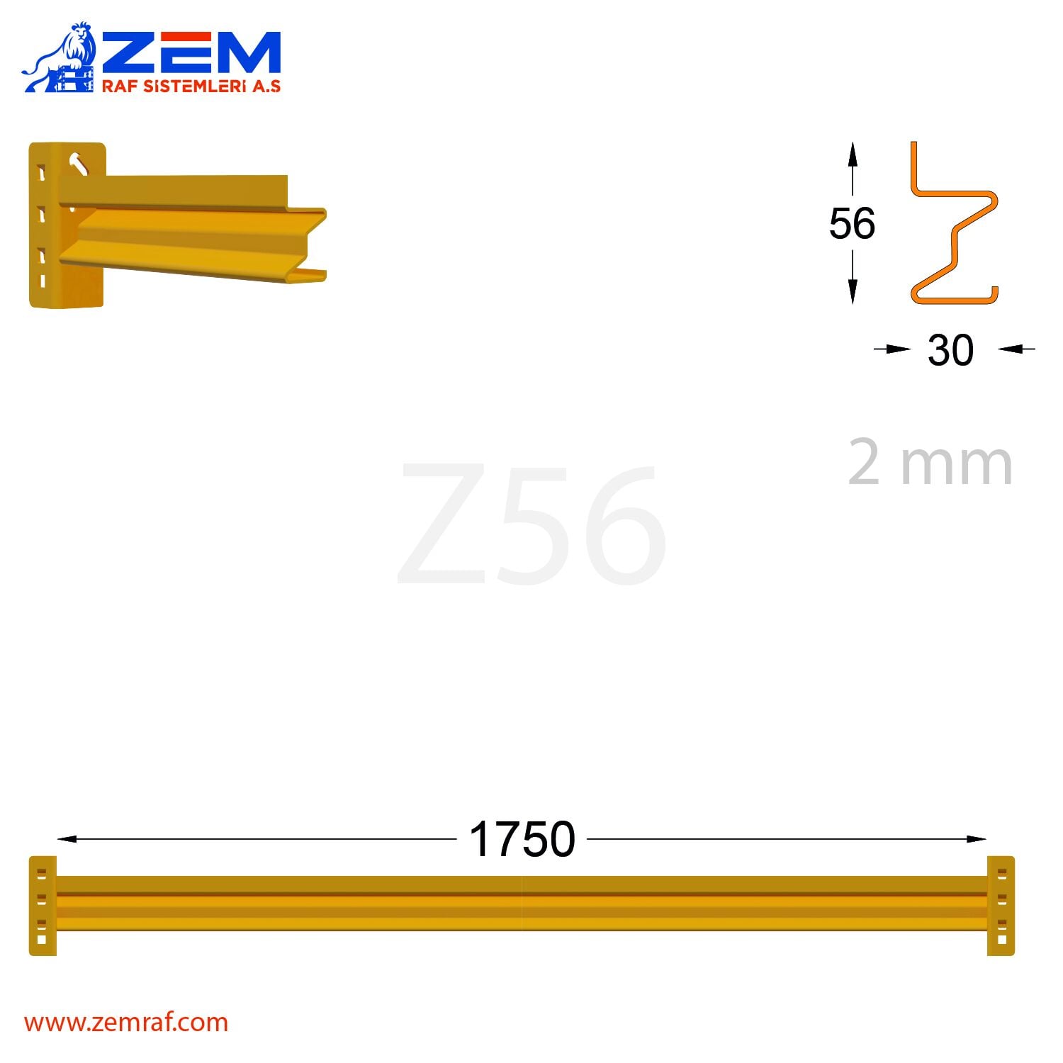 Z56 Travers 1750 mm - 2 mm
