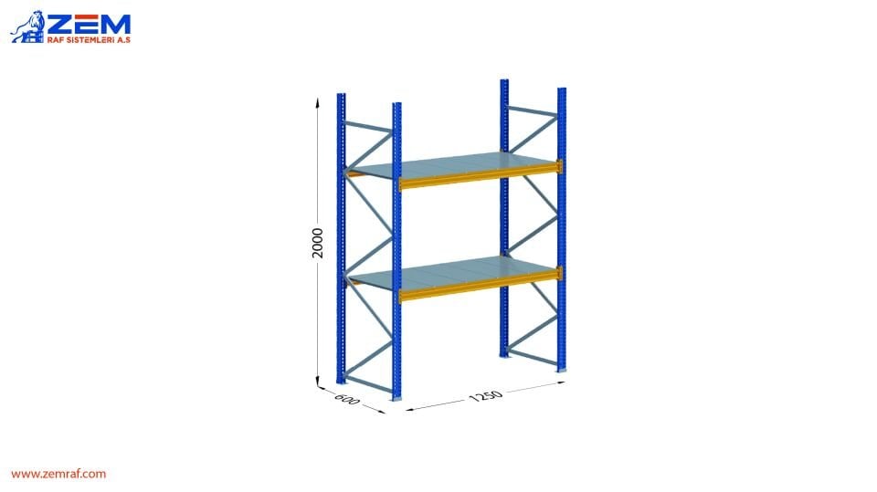 Hafif Depolama Ünitesi 2 Katlı H:2000 Derinlik 600 mm - 1250 mm