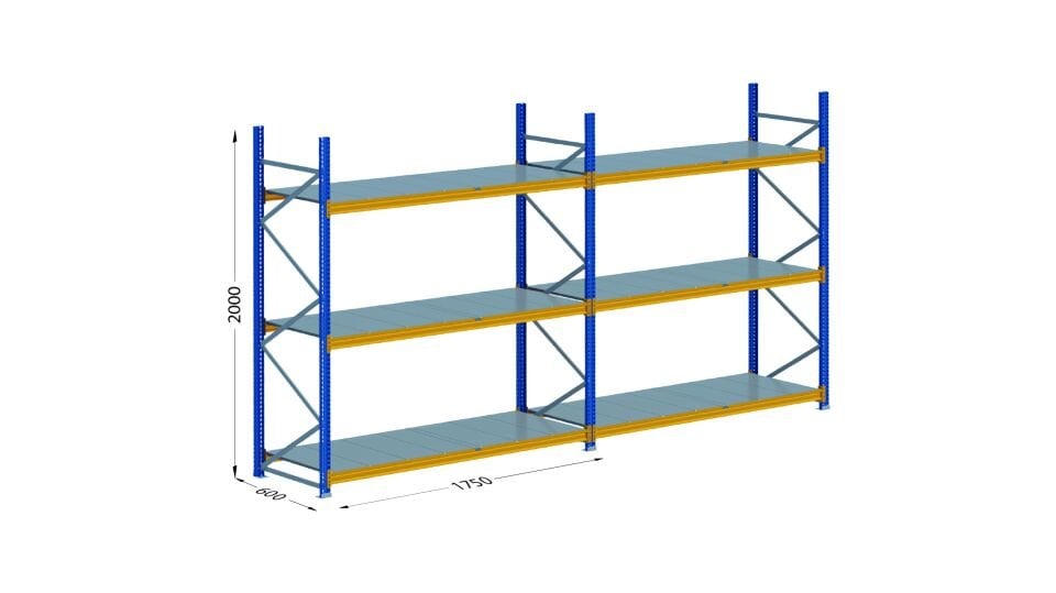 Hafif Depolama Ünitesi 3 Katlı H:2000 mm 2'li Set Derinlik 600 mm - 1750 mm