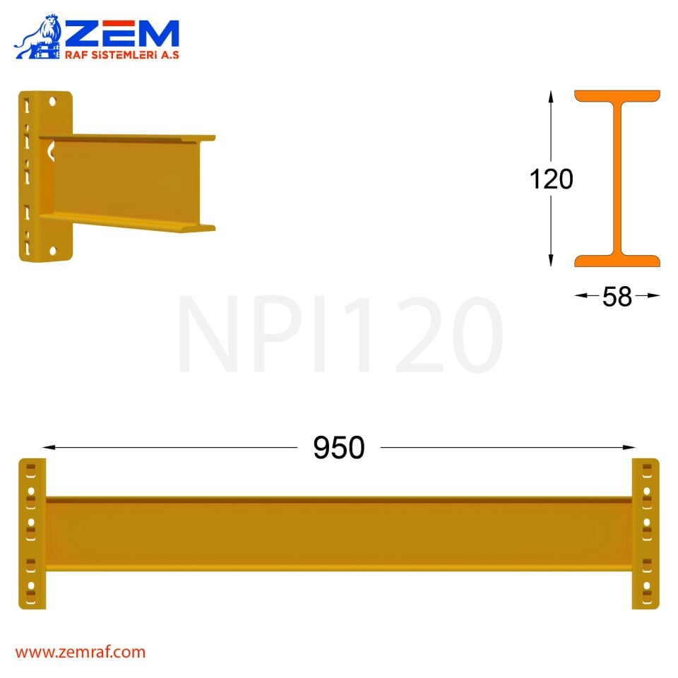 NPI 120 Travers Delta Konnektör 950 mm