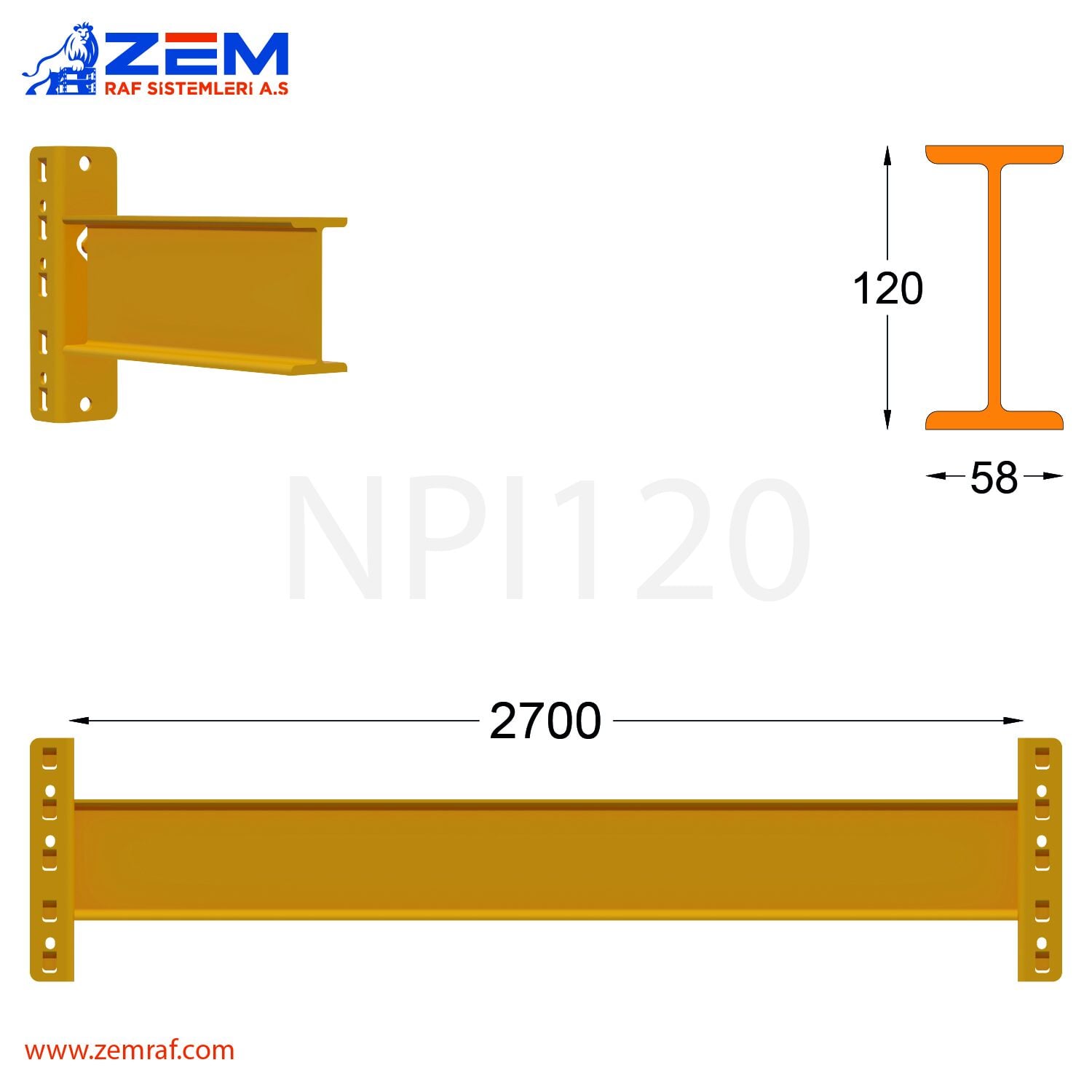 NPI 120 Travers Delta Konnektör 2700 mm
