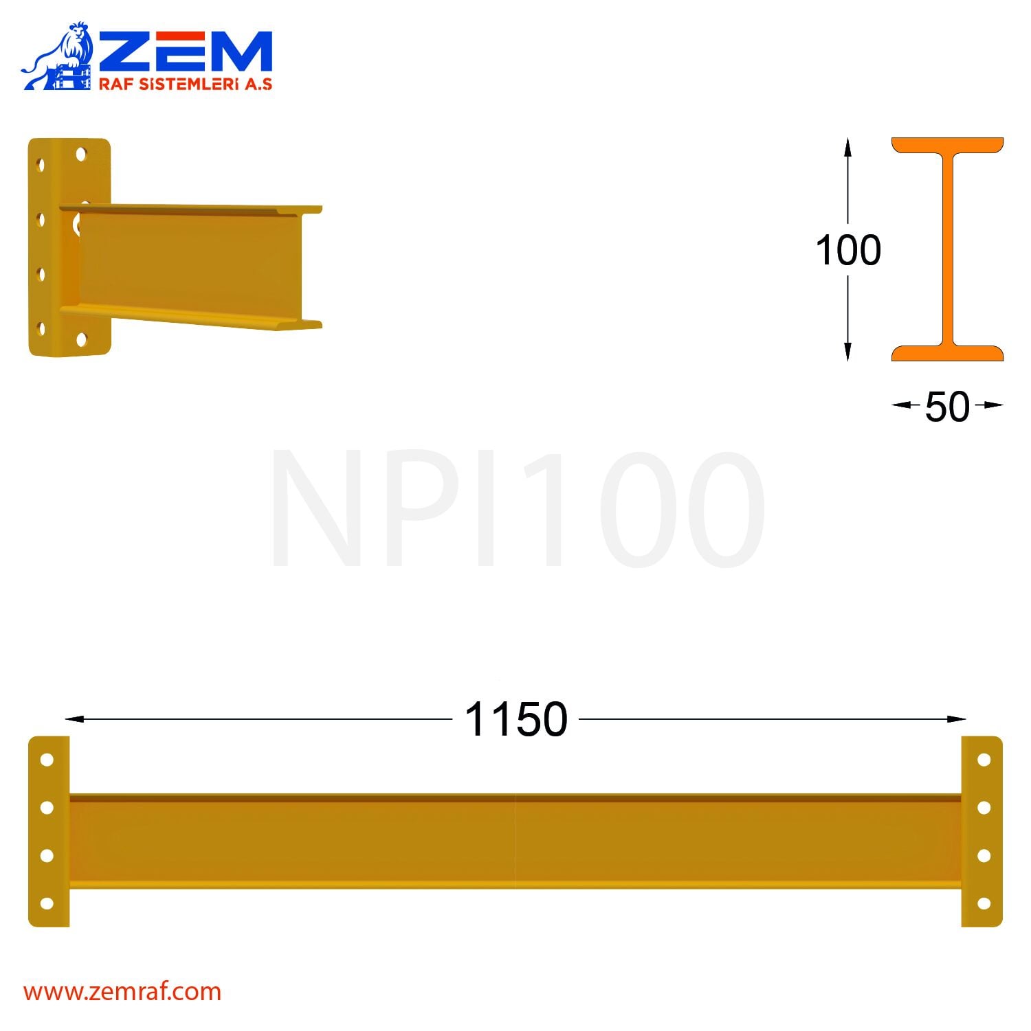 NPI 100 Travers Hubertus Konnektör 1150 mm