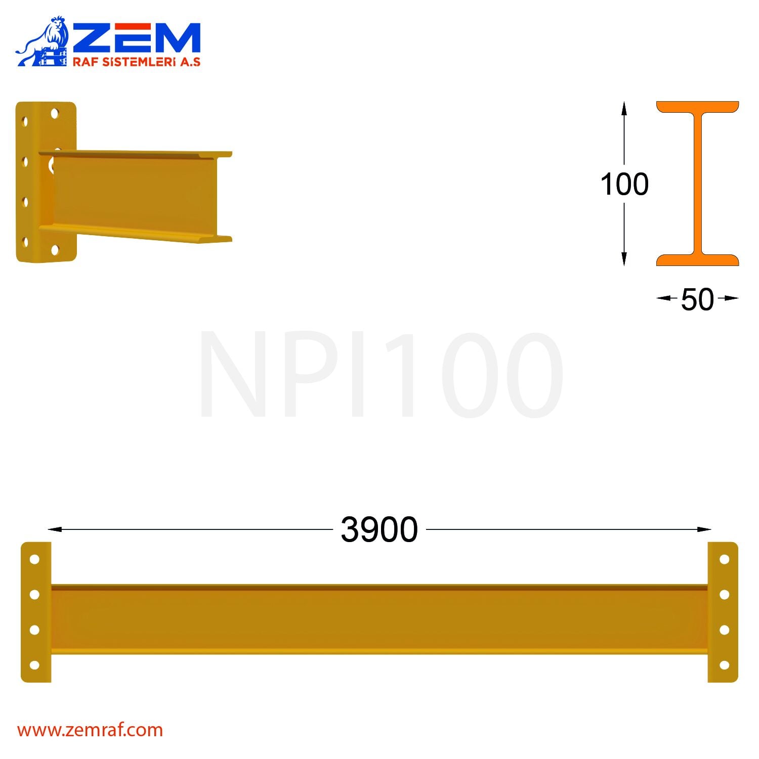 NPI 100 Travers Hubertus Konnektör 3900 mm